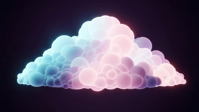 Abstract 3d cloud made of glowing spheres