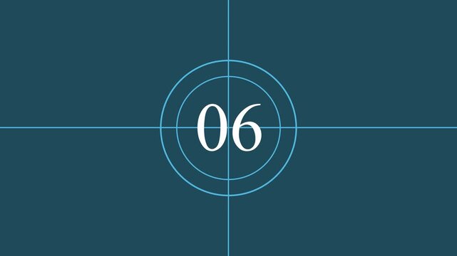 6 Seconds Movie Countdown Animation Motion Graphics. countdown movie from 0 to 6 number old film timer count in grey retro style vintage video timer, best suitable for your cinema, movie .