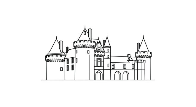 Medieval Castle Architecture Design Illustration.