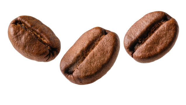 Isolated natural organic Arabica coffee beans for espresso, rich aroma and full taste