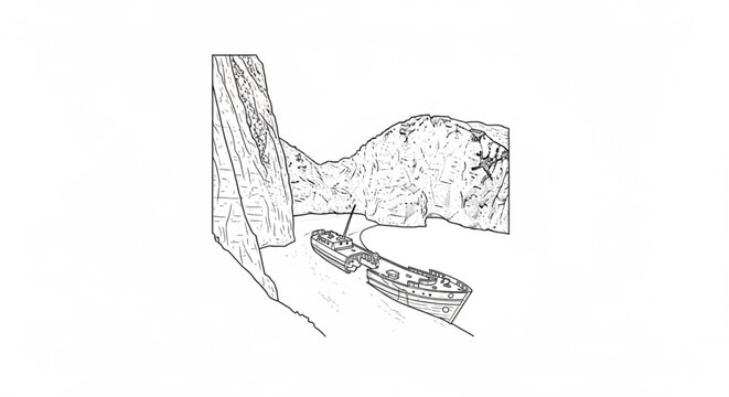 Black and white illustration of airplane.