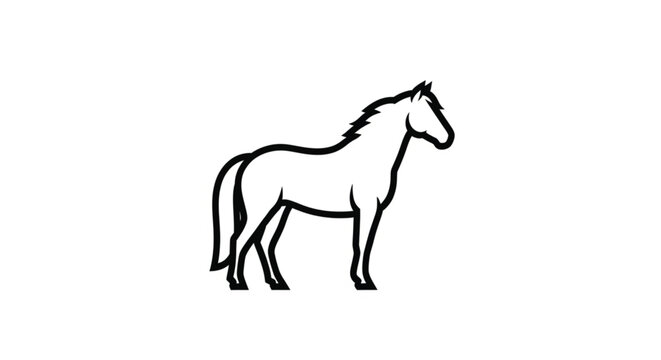 Horse Standing Alone Side View.
