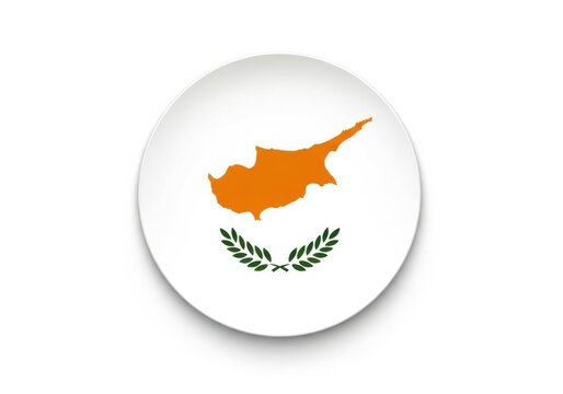 Flag of cyprus on a circular plate isolated on white background