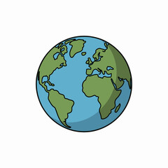 Obraz premium A simple cartoon illustration of planet Earth on white