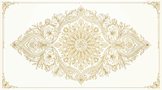 Vintage floral damask pattern with intricate filigree ornaments