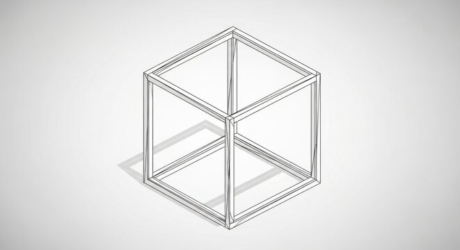 Wireframe structure of transparent cube.