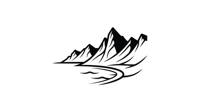 Mountain Range Landscape Illustration.
