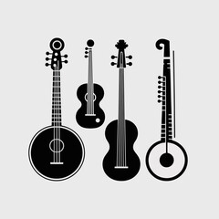 Fototapeta premium Black silhouettes of four different string instruments