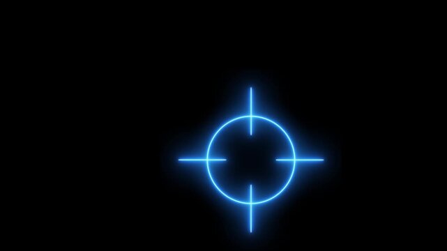 Target searching scope and scanning element theme. Motion graphics of target lock concept, Glowing neon light target icon animation. Military training, Military target icon, Crosshair, gun aim, sniper