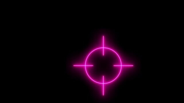 Target searching scope and scanning element theme. Motion graphics of target lock concept, Glowing neon light target icon animation. Military training, Military target icon, Crosshair, gun aim, sniper