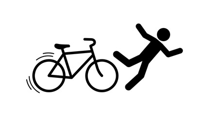 Obraz premium Black silhouette of a person falling off a bicycle