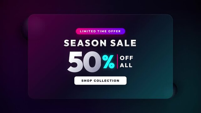 Seasonal sale banners with 50 off text
