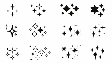 Obraz premium Collection Of Star And Sparkle Icons On White Background