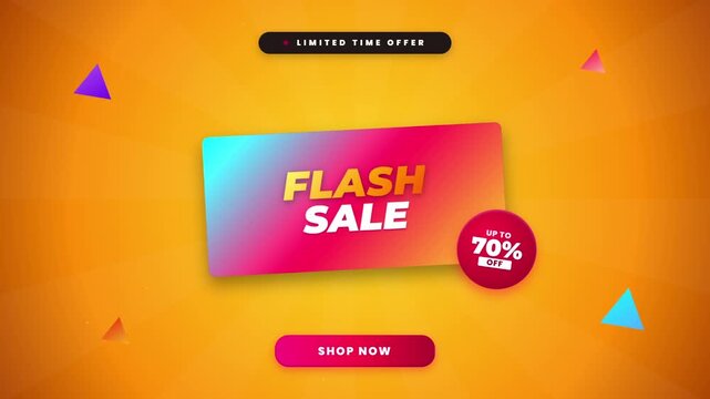 Flash sale banners with up to 70 off on orange background