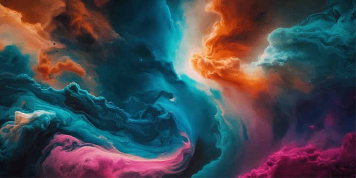 Abstract fire in sky and water with glowing flames smoke clouds and fantasy storm background