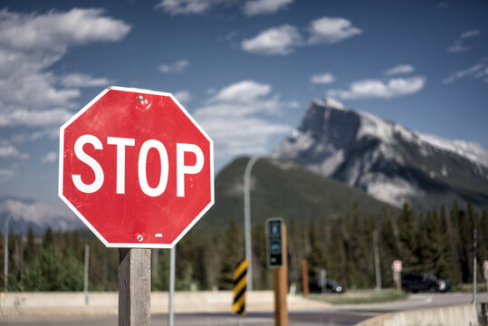 stop sign on a road