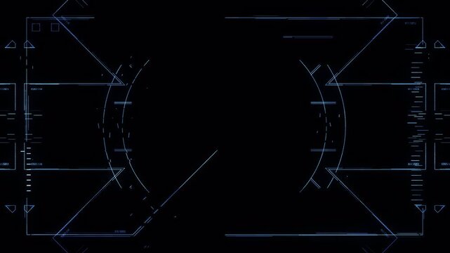 Futuristic digital heads up display interface with scanning radar animation.