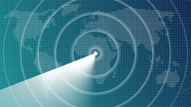 Aircraft signal and guidance hud icon radar animated .Radar screen animation on map background. Signal transmitted sonar radar .Radar point to detect enemy position. 4k