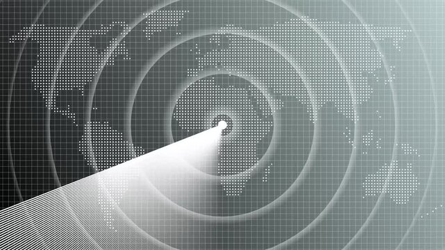Aircraft signal and guidance hud icon radar animated .Radar screen animation on map background. Signal transmitted sonar radar .Radar point to detect enemy position. 4k