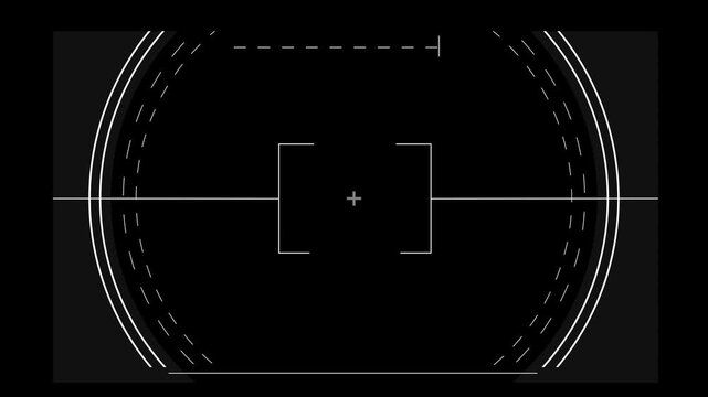 Digital camera viewfinder overlay with auto focus reticle and exposure metering interface. High tech CCTV surveillance monitor interface overlay featuring advanced digital UI elements