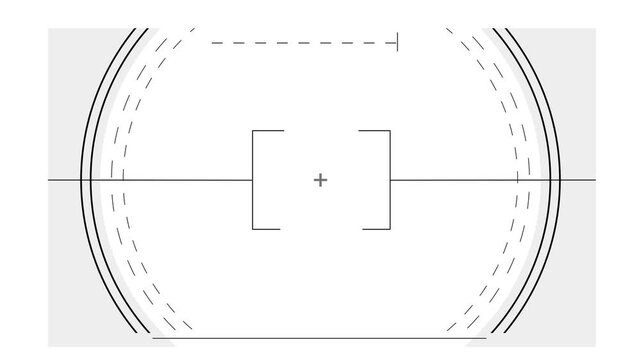 Digital camera viewfinder overlay with auto focus reticle and exposure metering interface. High tech CCTV surveillance monitor interface overlay featuring advanced digital UI elements