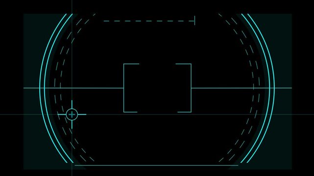 Futuristic hud target overlay with scanning digital target reticle overlay, hud interface for sci-fi gaming and tactical ui motion crosshair Military training, Military target icon animation