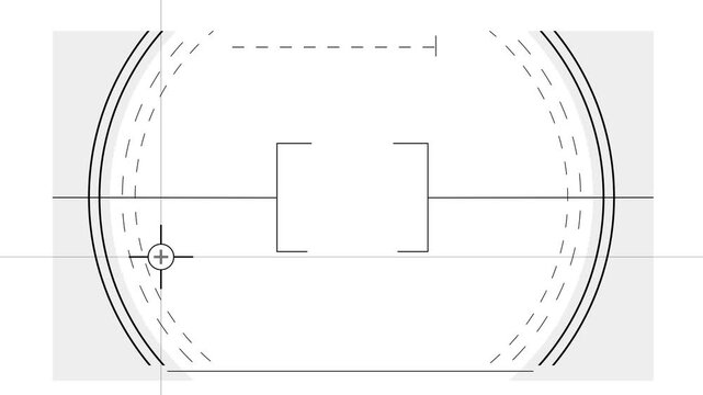Futuristic hud target overlay with scanning digital target reticle overlay, hud interface for sci-fi gaming and tactical ui motion crosshair Military training, Military target icon animation