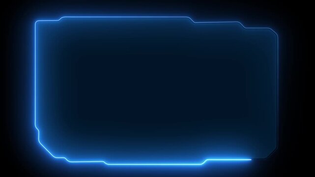Futuristic Neon HUD Frame Overlay Cyan Digital Interface Element, HUD head up display interface template with basic geometry line element. Universal technology line and frame video overlay futuristic 