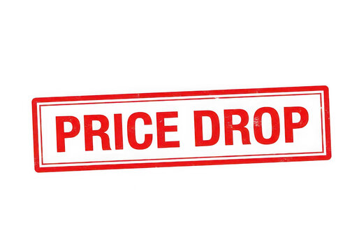 Red price drop sale banner with bold text