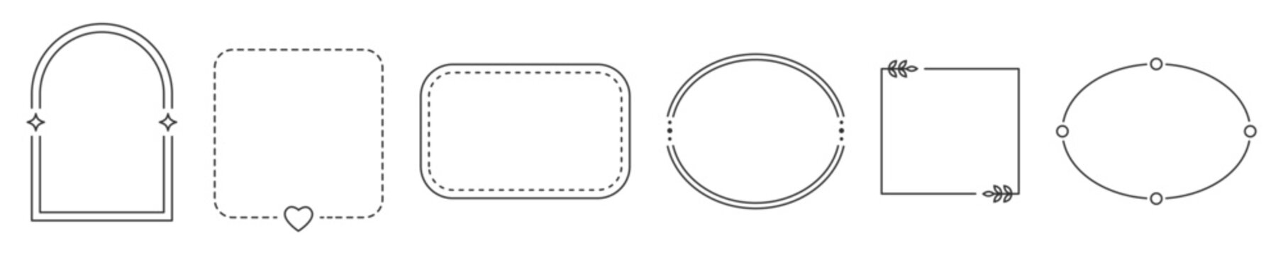 Simple geometric line frames. Minimal outlined borders.