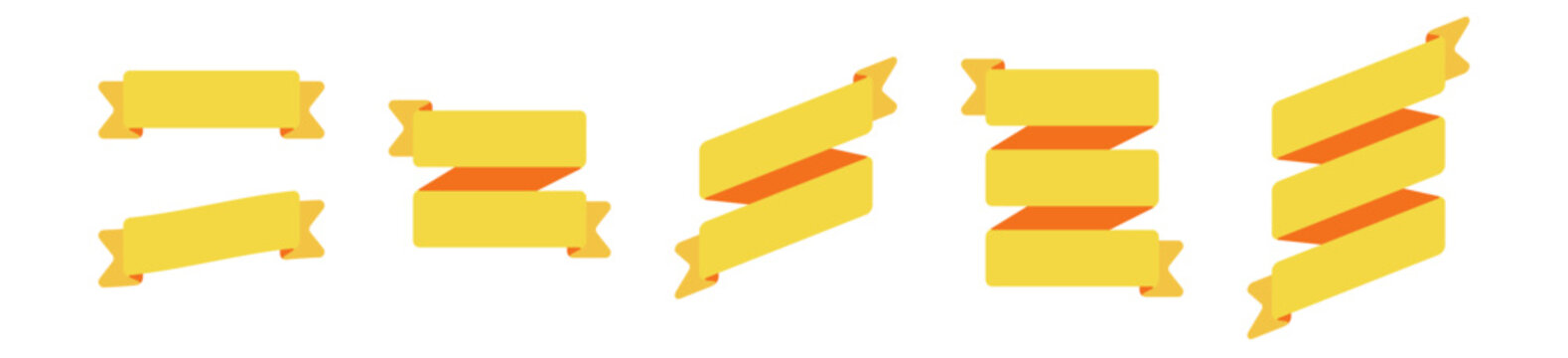 Decorative ribbons set. Bold and chubby rounded pump ribbons.