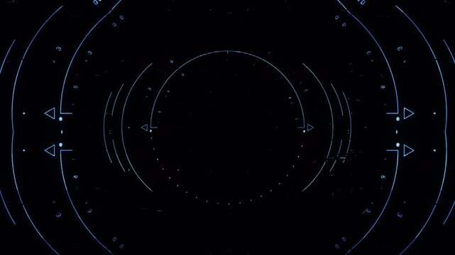 Futuristic Digital HUD Interface With Circular Scanning Animation.