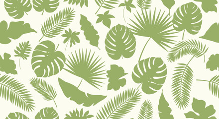 Fototapeta premium Green tropical leaves pattern design for backgrounds and decorative purposes