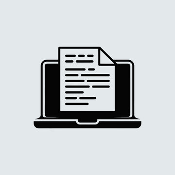 Minimalist icon of a laptop displaying a text document