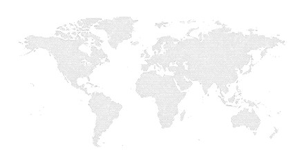 Fototapeta premium Gray World Map on White Background.