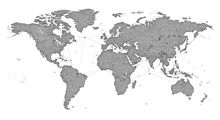 Gray World Map on White Background. © Quensha