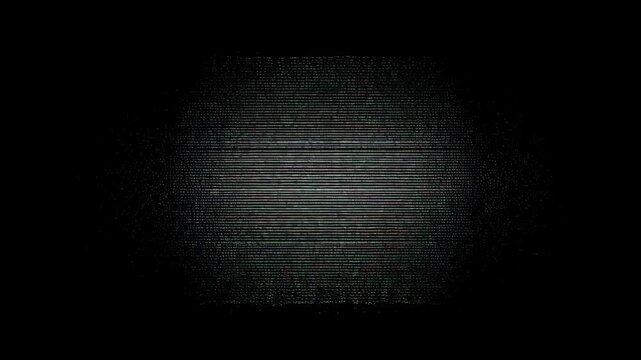 Dynamic transition of glitch effects with vertical line patterns in dark environment