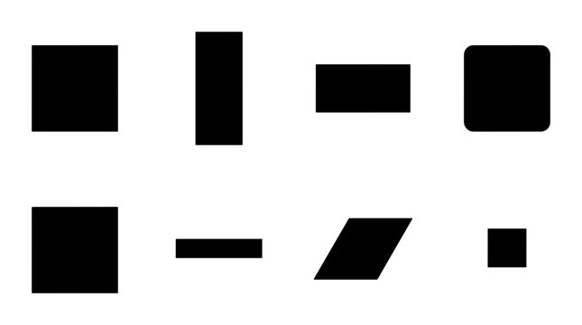 Geometric Shapes Collection, Basic Forms Set, Black Vector Icons, Simple Design Elements