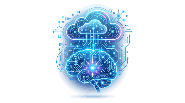 Artificial intelligence brain connected to cloud computing network
