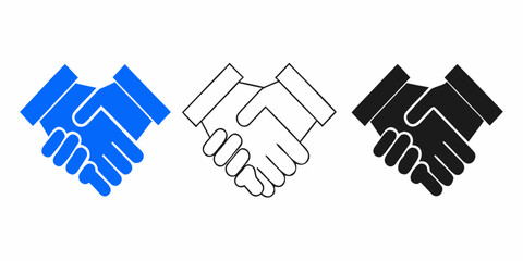 Obraz premium Handshake Icon Set Blue Black And Outline Variations