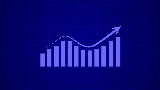 Business graph bar chart with upward trend animation