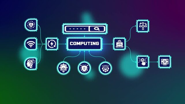Computing concept with advanced digital processing systems, intelligent automation technologies and modern visualization design.