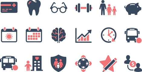 Fototapeta premium Medical Healthcare and Lifestyle Flat Icon Set