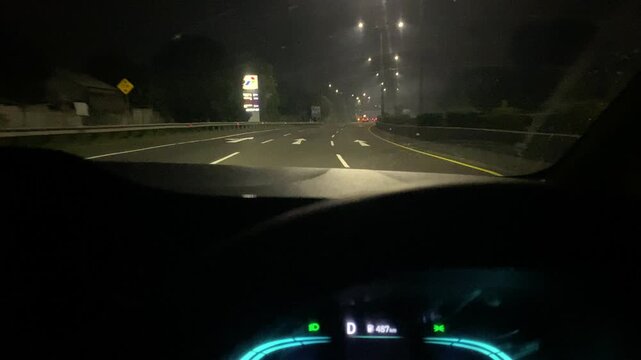 POV Driving on Highway at 4 AM.
Point of view (POV) dashcam footage of driving on an empty toll road highway at 4:00 AM.
