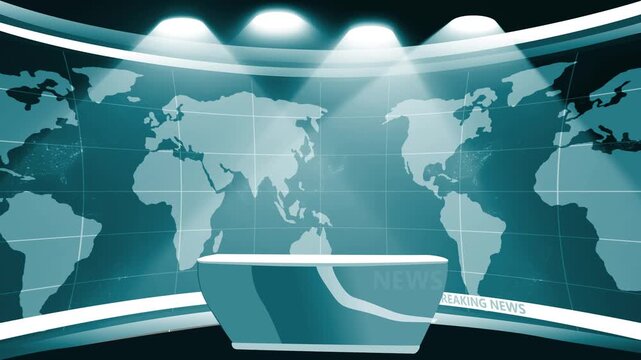 Modern background tv news studio set animation