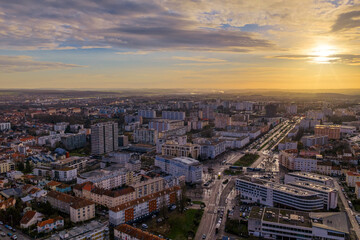 Obraz premium Sunrise over the city of Nancy, France