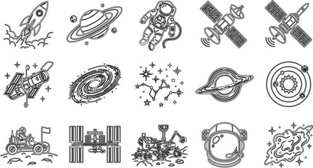 Space Exploration Vector Illustrations Rockets Planets And Astronauts © Puja