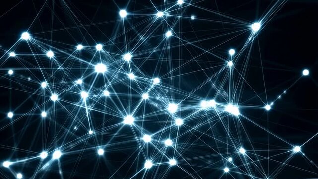 Dynamic network of glowing connections in futuristic digital web animation