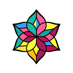 Obraz premium Colorful Geometric Flower Star Icon, Vector Illustration with Transparent Background for Web Design and Digital Marketing