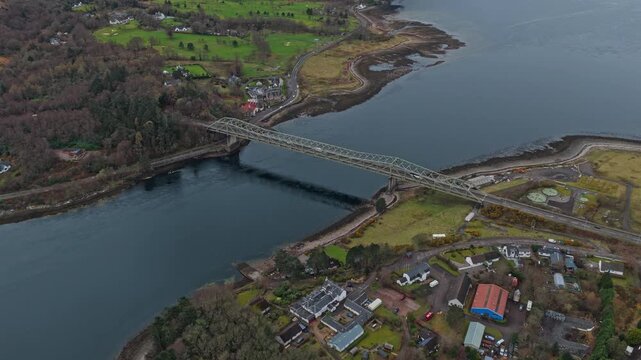 Ballachulish bridge aerial view over loch leven in scotland